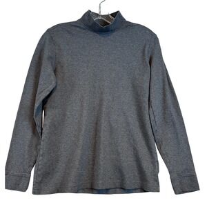 Lands End‎ Womens Mock Neck Long Sleeve Top Heathered Charcoal Gray Size Small